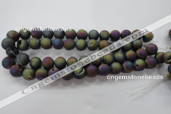 CAG6285 15 inches 14mm round plated druzy agate beads wholesale