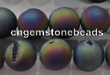 CAG6286 15 inches 16mm round plated druzy agate beads wholesale