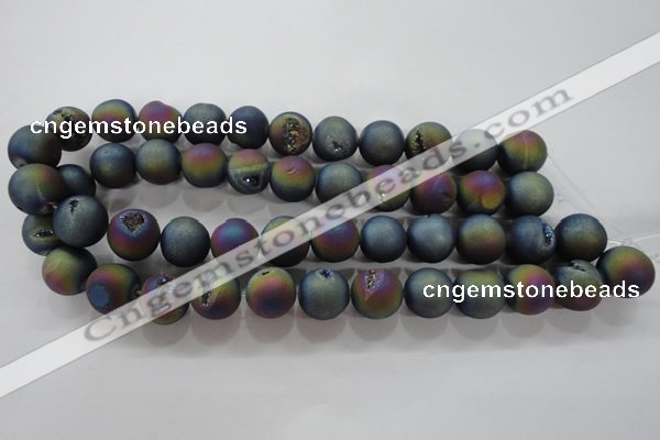 CAG6286 15 inches 16mm round plated druzy agate beads wholesale