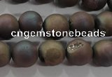 CAG6293 15 inches 10mm round plated druzy agate beads wholesale