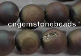 CAG6295 15 inches 14mm round plated druzy agate beads wholesale