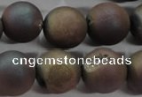 CAG6296 15 inches 16mm round plated druzy agate beads wholesale