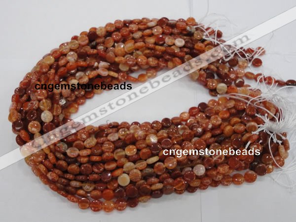 CAG630 15.5 inches 10mm coin natural fire agate beads wholesale