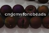 CAG6302 15 inches 8mm round plated druzy agate beads wholesale