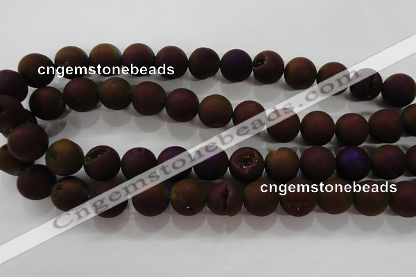 CAG6305 15 inches 14mm round plated druzy agate beads wholesale