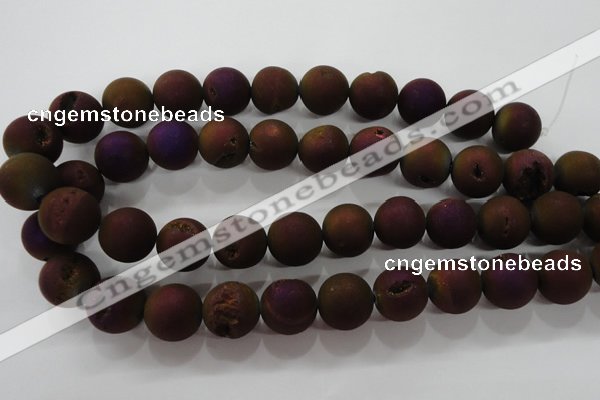 CAG6306 15 inches 16mm round plated druzy agate beads wholesale