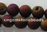 CAG6312 15 inches 8mm faceted round plated druzy agate beads