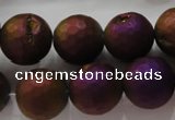 CAG6314 15 inches 12mm faceted round plated druzy agate beads