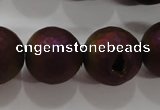 CAG6317 15 inches 18mm faceted round plated druzy agate beads