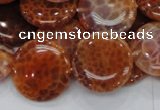 CAG632 15.5 inches 20mm coin natural fire agate beads wholesale