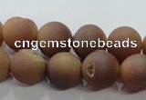 CAG6322 15 inches 8mm round plated druzy agate beads wholesale