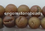 CAG6333 15 inches 10mm faceted round plated druzy agate beads