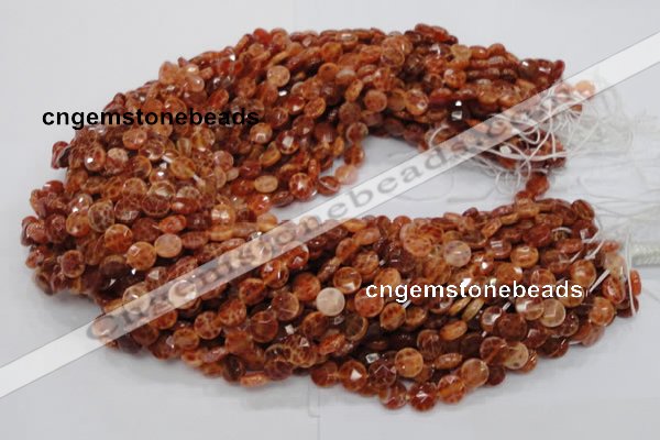 CAG635 15.5 inches 8mm faceted coin natural fire agate beads