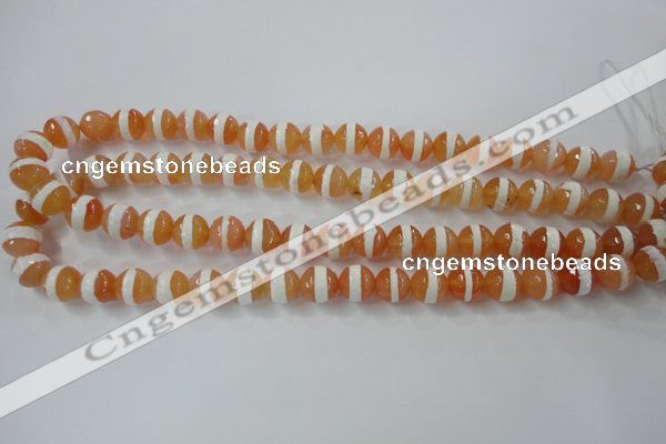 CAG6350 15 inches 8mm faceted round tibetan agate gemstone beads