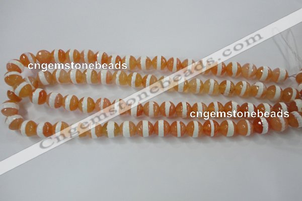 CAG6351 15 inches 10mm faceted round tibetan agate gemstone beads