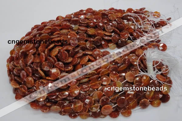 CAG636 15.5 inches 10mm faceted coin natural fire agate beads