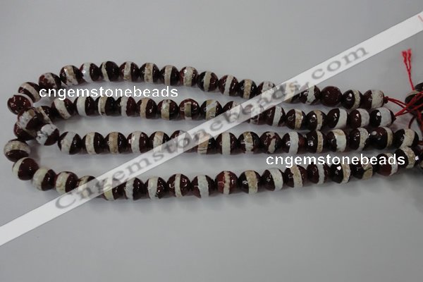 CAG6363 15 inches 10mm faceted round tibetan agate gemstone beads