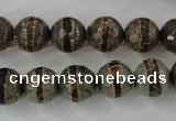 CAG6366 15 inches 8mm faceted round tibetan agate gemstone beads