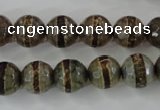 CAG6367 15 inches 10mm faceted round tibetan agate gemstone beads