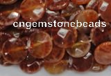 CAG637 15.5 inches 12mm faceted coin natural fire agate beads