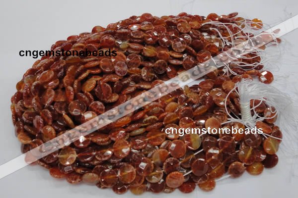 CAG637 15.5 inches 12mm faceted coin natural fire agate beads