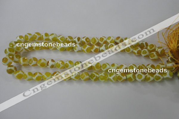 CAG6370 15 inches 8mm faceted round tibetan agate gemstone beads