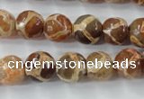 CAG6378 15 inches 8mm faceted round tibetan agate gemstone beads