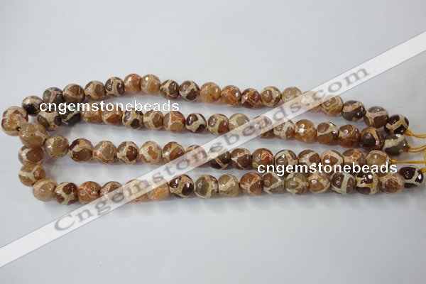 CAG6378 15 inches 8mm faceted round tibetan agate gemstone beads