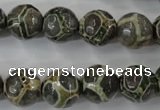 CAG6382 15 inches 8mm faceted round tibetan agate gemstone beads