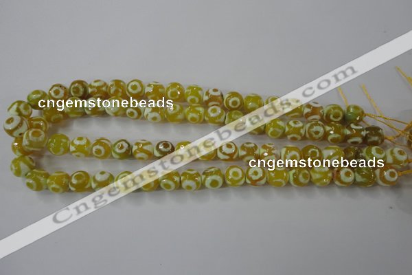 CAG6387 15 inches 8mm faceted round tibetan agate gemstone beads