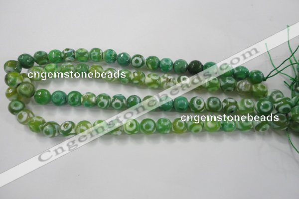 CAG6391 15 inches 8mm faceted round tibetan agate gemstone beads