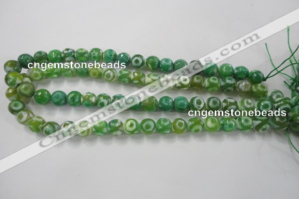 CAG6392 15 inches 10mm faceted round tibetan agate gemstone beads