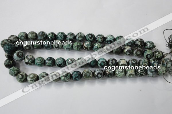 CAG6395 15 inches 8mm faceted round tibetan agate gemstone beads