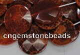 CAG640 15.5 inches 30mm faceted coin natural fire agate beads