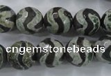 CAG6401 15 inches 12mm faceted round tibetan agate gemstone beads