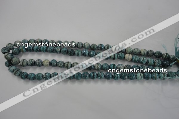 CAG6407 15 inches 10mm faceted round tibetan agate gemstone beads