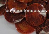 CAG641 15.5 inches 35mm faceted coin natural fire agate beads