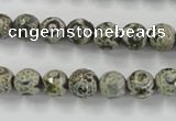 CAG6414 15 inches 8mm faceted round tibetan agate gemstone beads