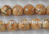 CAG6419 15 inches 10mm faceted round tibetan agate gemstone beads