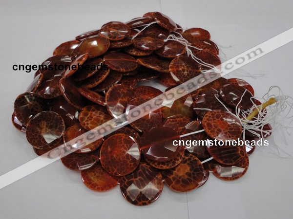 CAG642 15.5 inches 40mm faceted coin natural fire agate beads