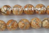 CAG6421 15 inches 14mm faceted round tibetan agate gemstone beads