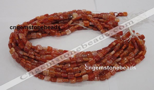 CAG643 15.5 inches 8mm square natural fire agate beads wholesale