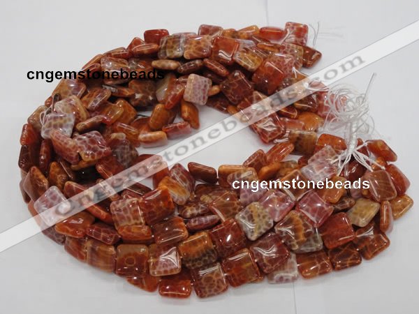 CAG644 15.5 inches 15mm square natural fire agate beads wholesale