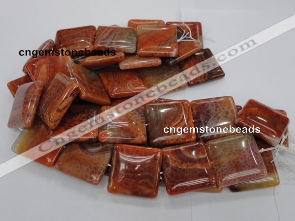 CAG646 15.5 inches 40mm square natural fire agate beads wholesale