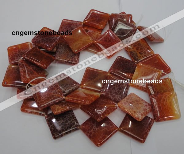 CAG647 15.5 inches 30*30mm rhombic natural fire agate beads