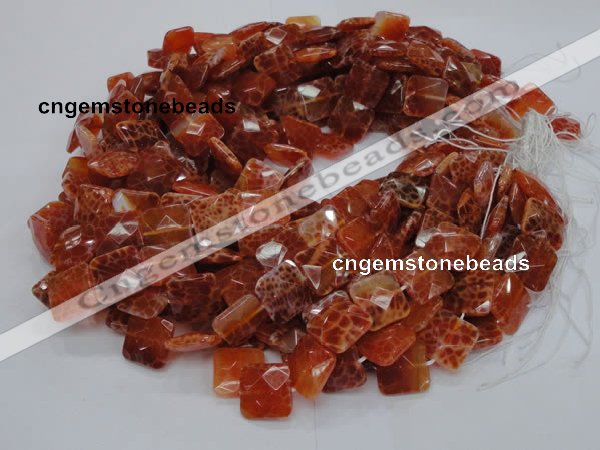 CAG649 15.5 inches 10*10mm faceted square natural fire agate beads