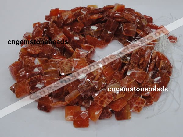 CAG650 15.5 inches 12*12mm faceted square natural fire agate beads