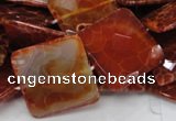 CAG652 15.5 inches 30*30mm faceted square natural fire agate beads