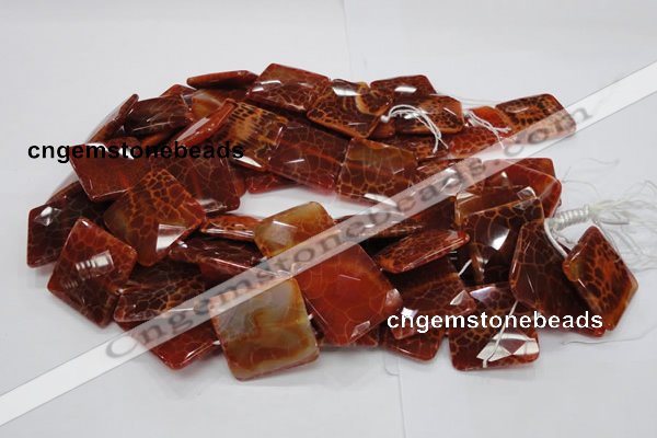 CAG653 15.5 inches 40*40mm faceted square natural fire agate beads