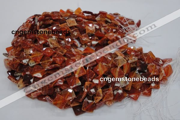 CAG654 15.5 inches 10*10mm faceted rhombic natural fire agate beads